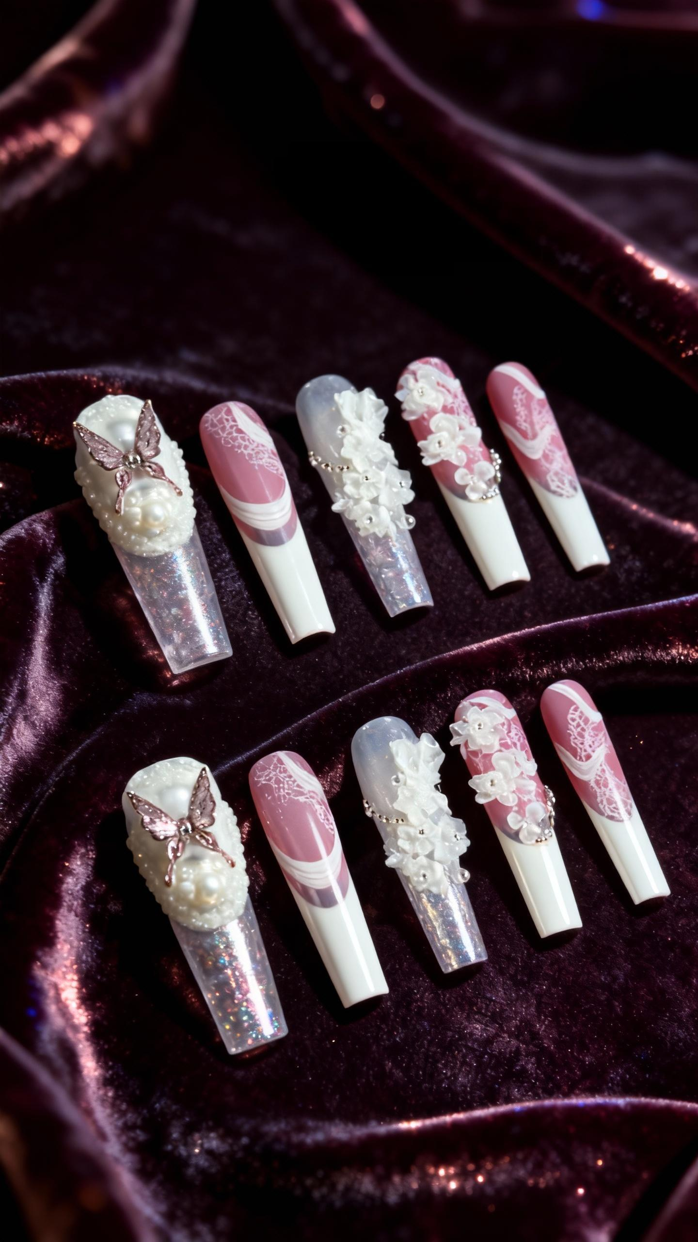 Handcrafted gel press-on nails by VelvetKay Toronto