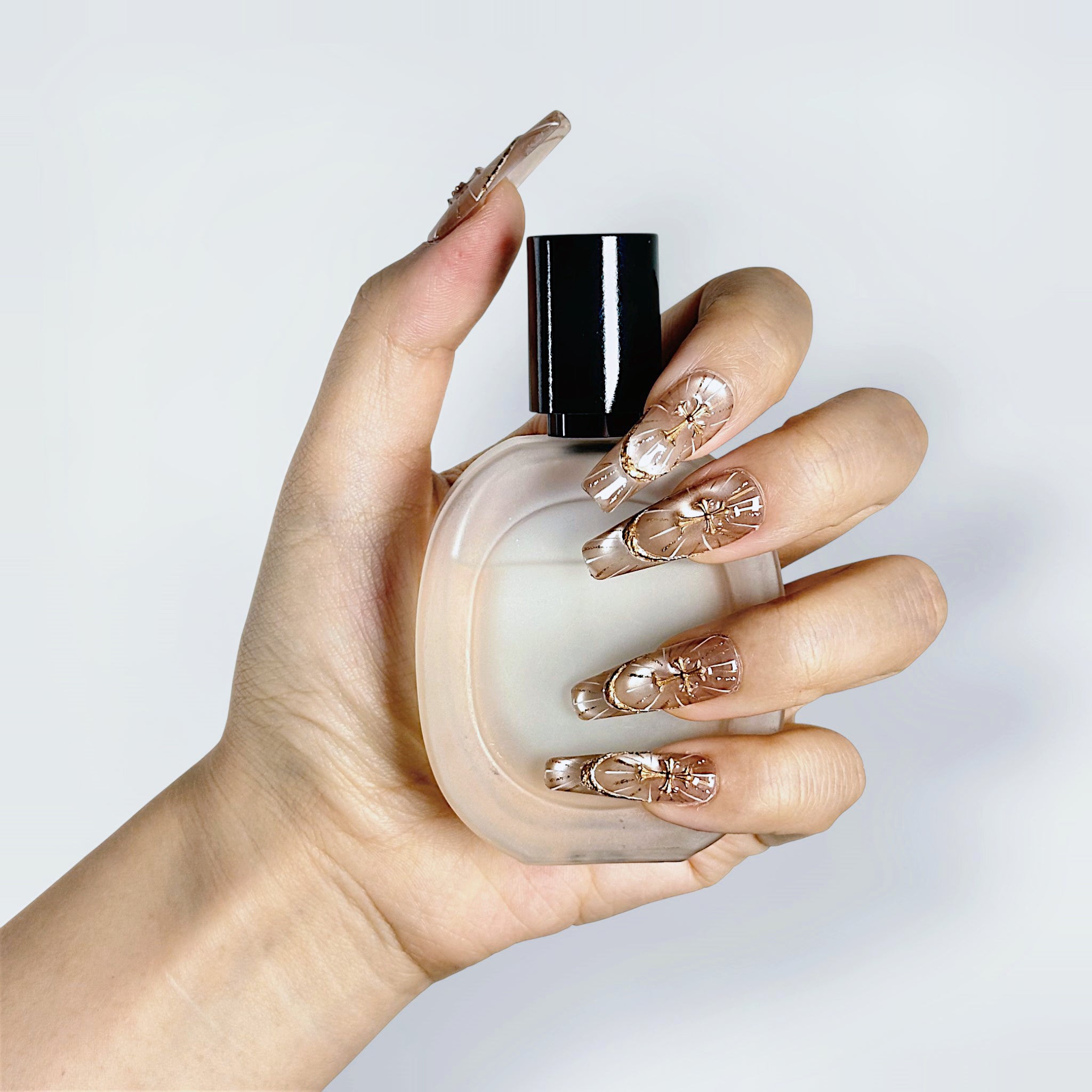 Velvetkay Reliquary Duo handcrafted press-on nails. A statement reusable manicure with unique, luxury detailing.