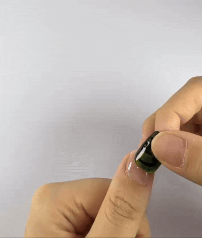 Final step: Pressing down the Velvetkay handcrafted nail firmly for a secure, long-lasting fit.