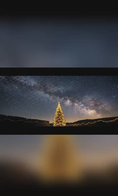 VelvetKay luxury handmade press-on nails featured in a magical Christmas night sky setting, handcrafted in Toronto.